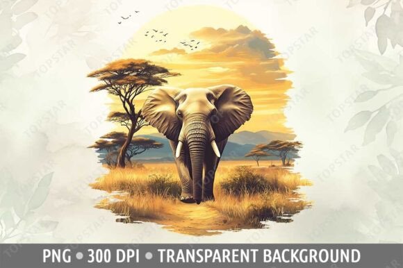 Download African Elephant PNG Clipart in Savanna - African Collection