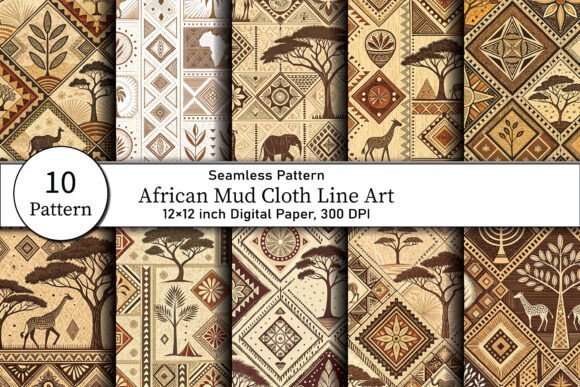Download African Mud Cloth Line Art - African Collection