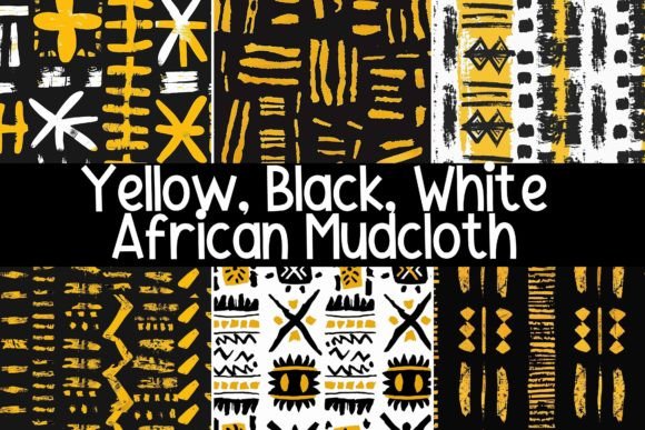 Download Yellow, Black and White African Mudcloth - African Collection